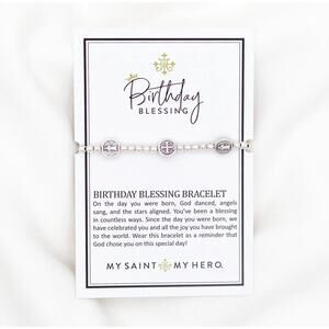 Birthday Gift Set Blessing Bracelet Silver Benedictine Druzy Earrings Spiritual